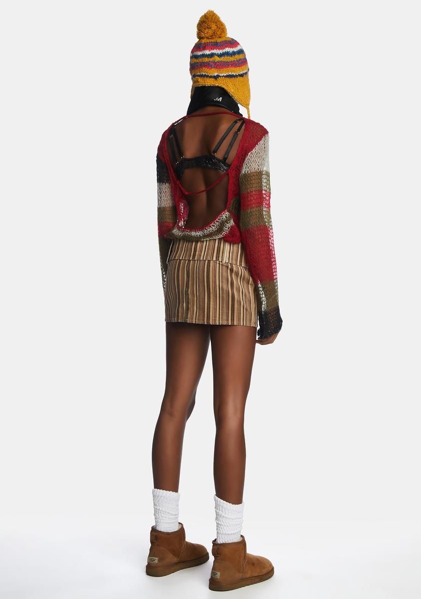 Bowery Stripe Cord Mini Skirt sold by Dolls Kill product image thumbnail 4