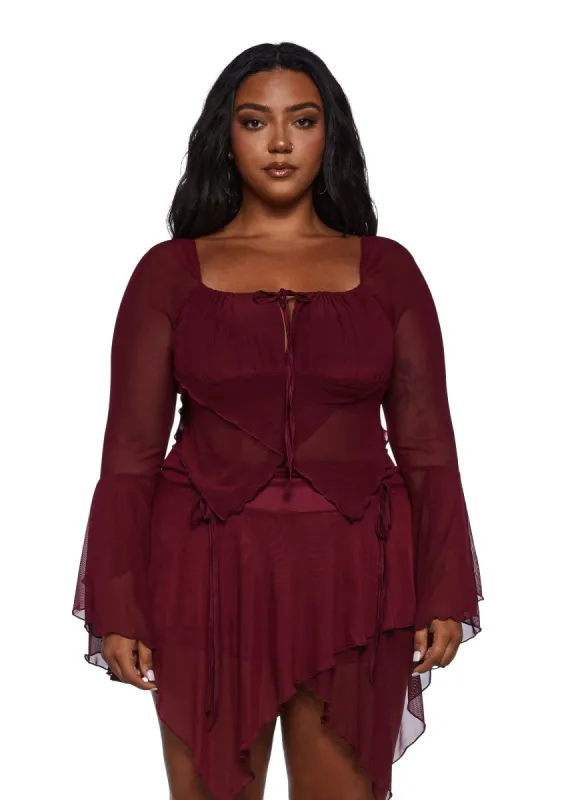 Plus Wild Attraction Mesh Top-Red sold by Dolls Kill