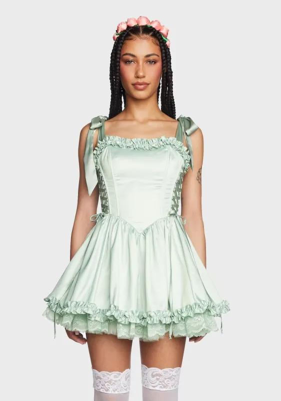 Takes The Cake Mini Dress - Light Green sold by Dolls Kill