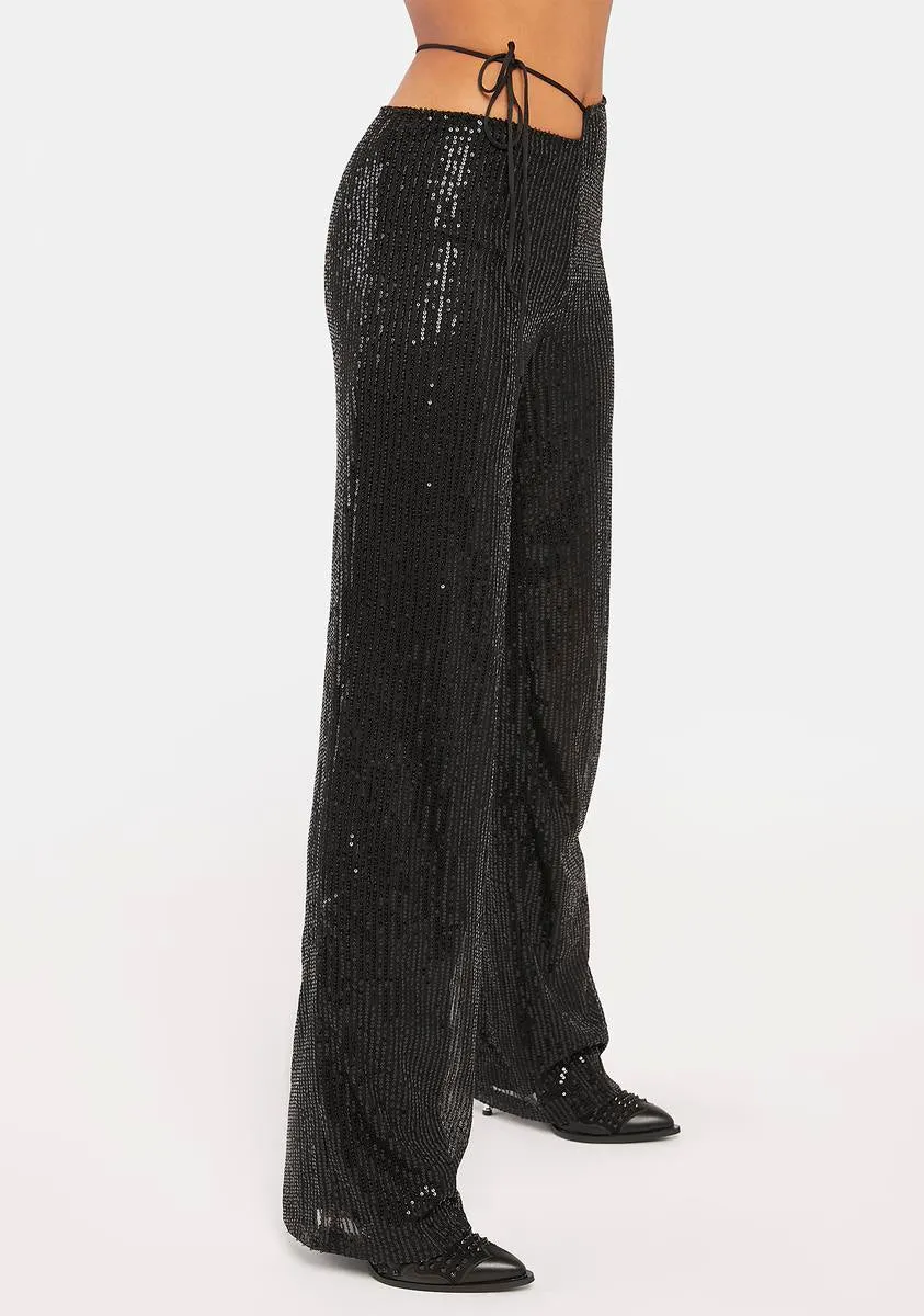 Drape Sequin Black Sanju Trousers sold by Dolls Kill product image thumbnail 2