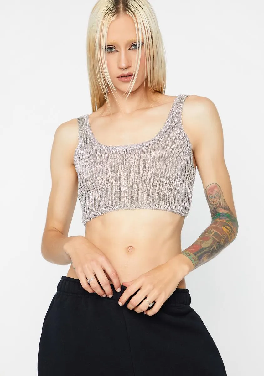 Chrome Flash Forward Knit Crop Top sold by Dolls Kill