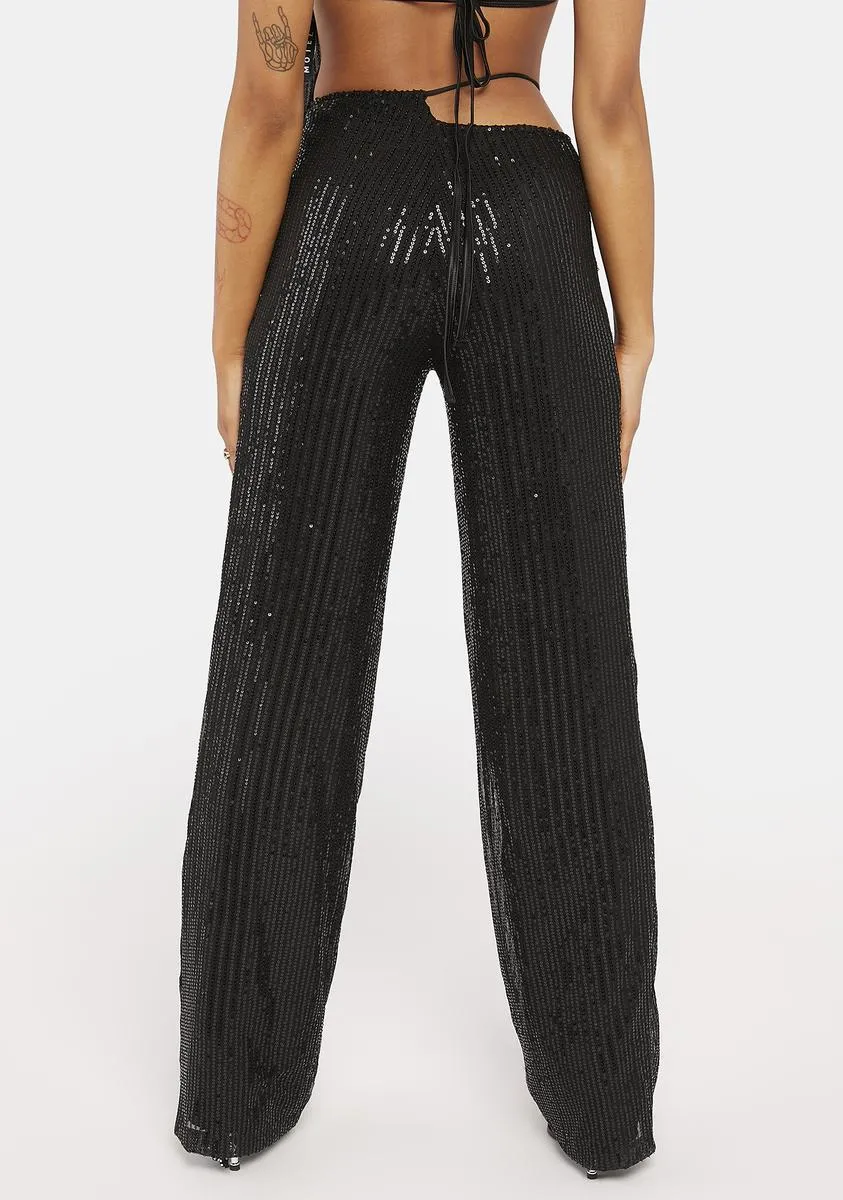 Drape Sequin Black Sanju Trousers sold by Dolls Kill product image thumbnail 4
