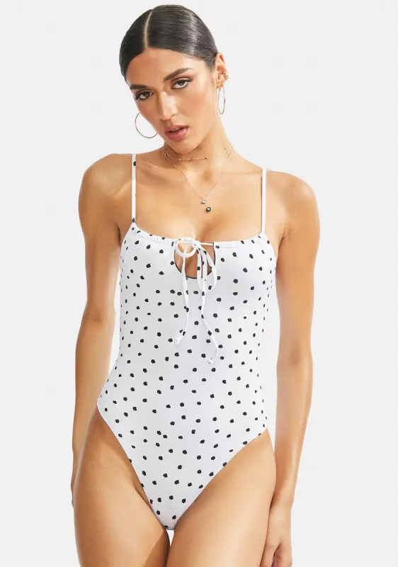 Dotted Surfrider One-Piece Swimsuit sold by Dolls Kill