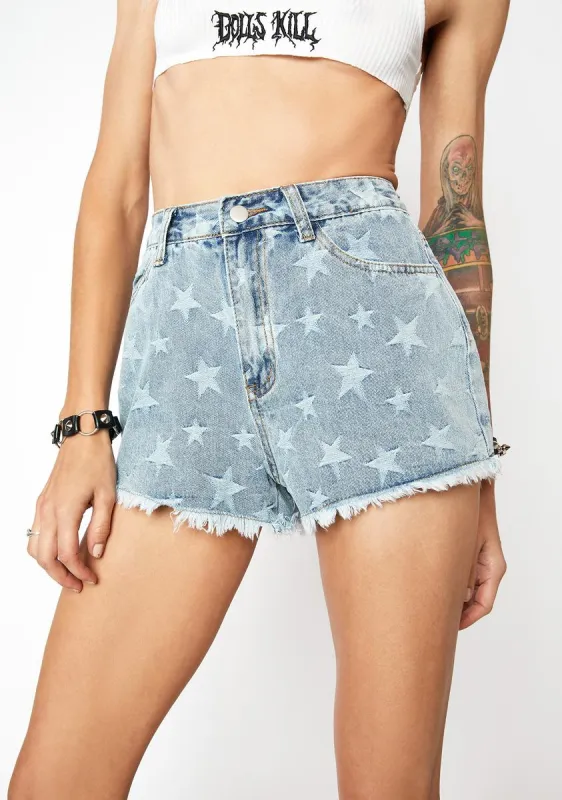 Oh My Stars Denim Shorts sold by Dolls Kill