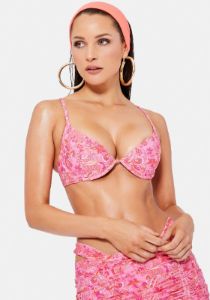 Heidi Pink Paisley Underwire Bikini Top sold by Dolls Kill