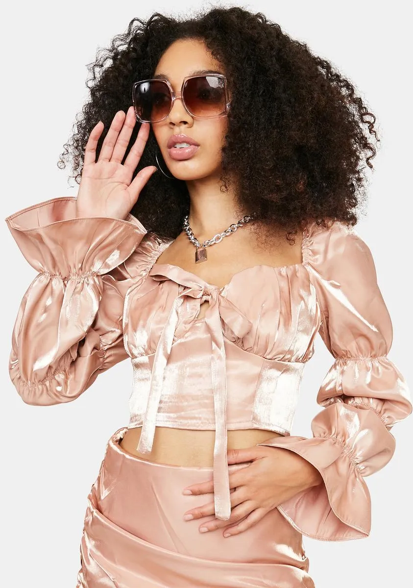 Nude Shimmer Crop Top sold by Dolls Kill