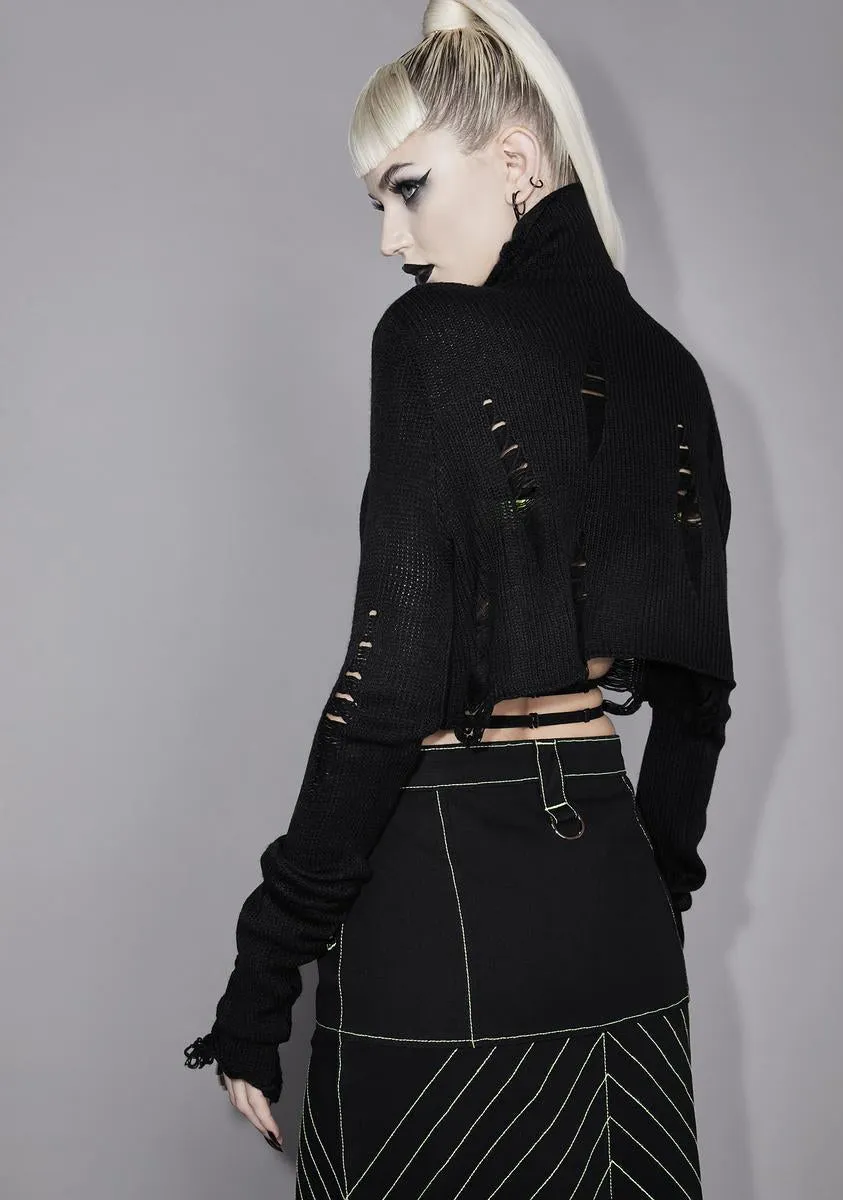 Lunar Ruins Distressed Crop Sweater sold by Dolls Kill product image thumbnail 4