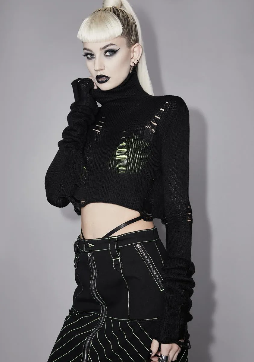 Lunar Ruins Distressed Crop Sweater sold by Dolls Kill product image thumbnail 2
