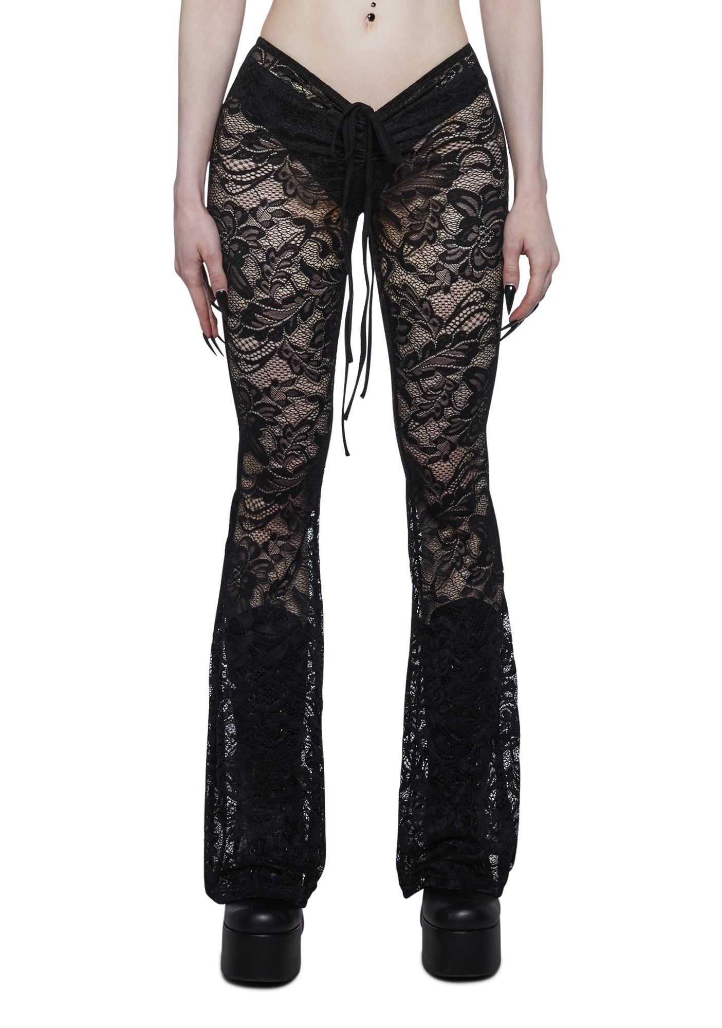Ominous Whispers V-Cut Lace Pants sold by Dolls Kill