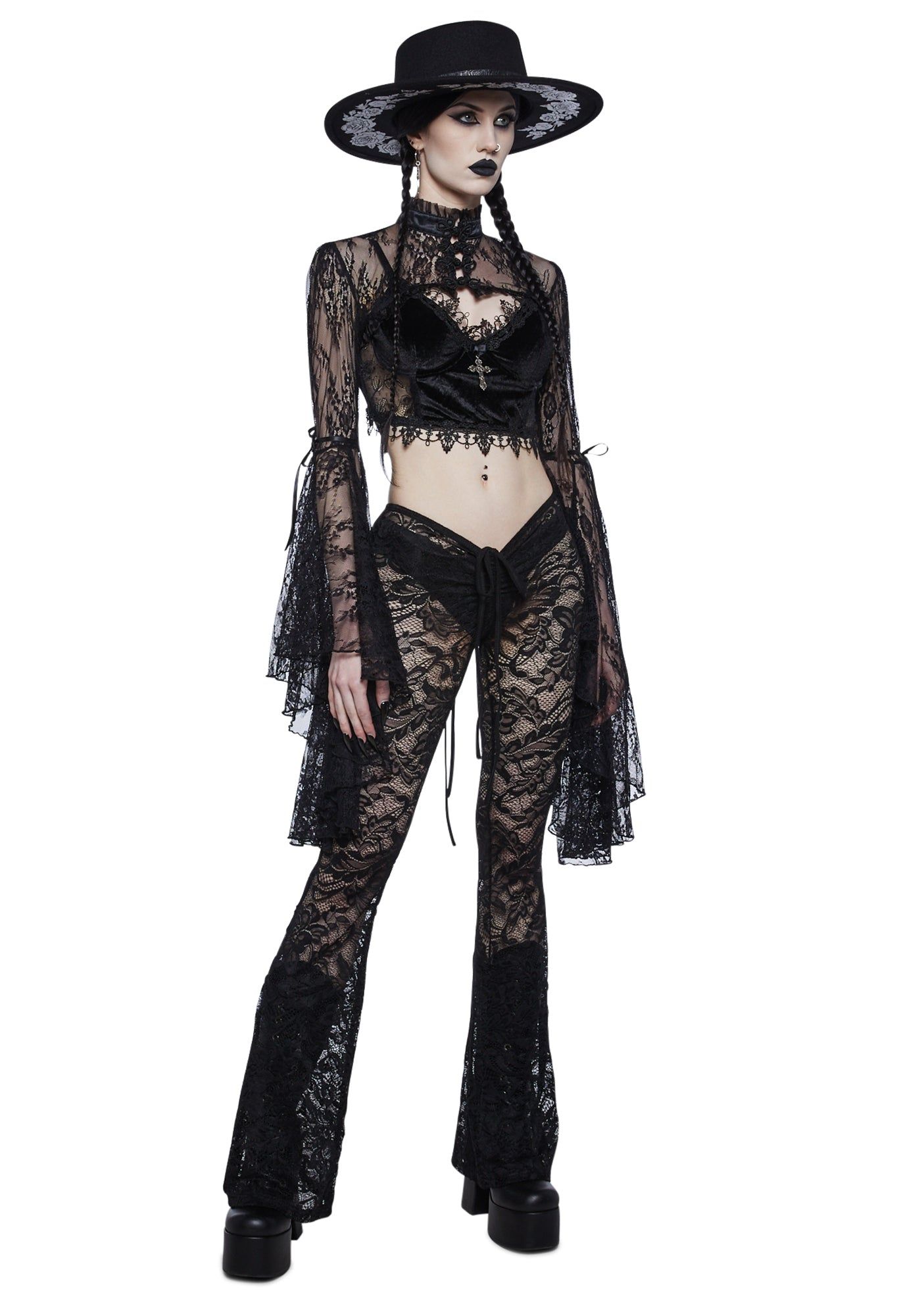 Ominous Whispers V-Cut Lace Pants sold by Dolls Kill product image thumbnail 2