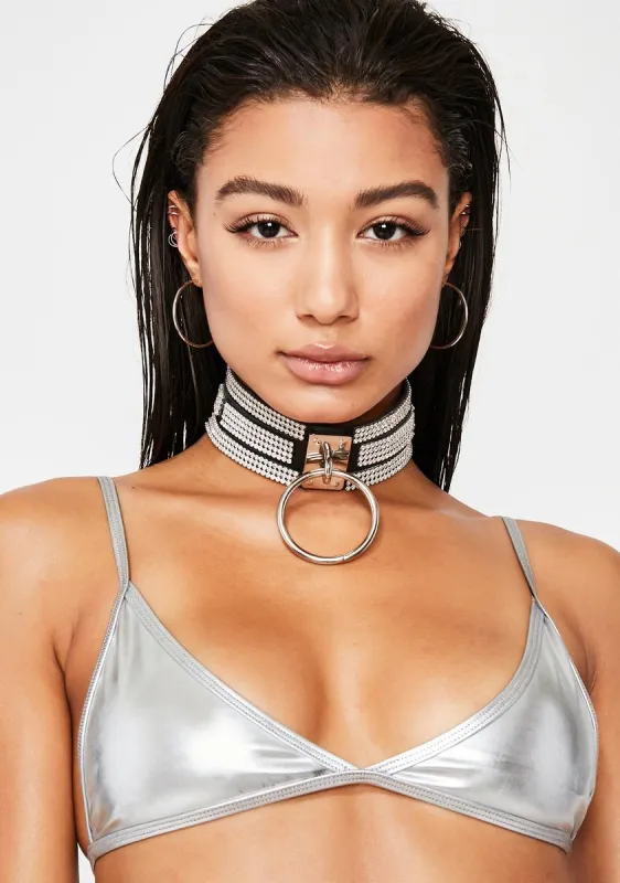 Chrome Valter Bikini Top sold by Dolls Kill