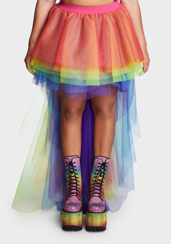 Plus Nymph Princess Tulle Skirt - Rainbow Glitter sold by Dolls Kill