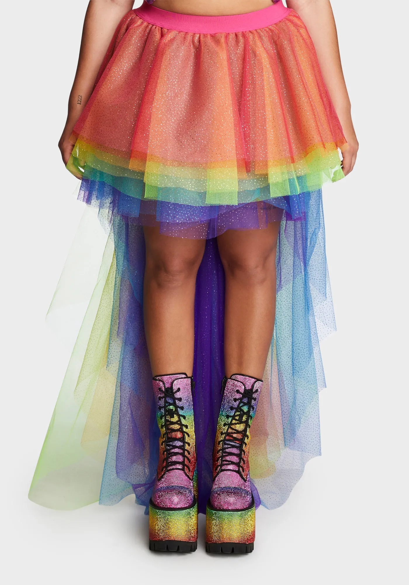 Plus Nymph Princess Tulle Skirt - Rainbow Glitter sold by Dolls Kill
