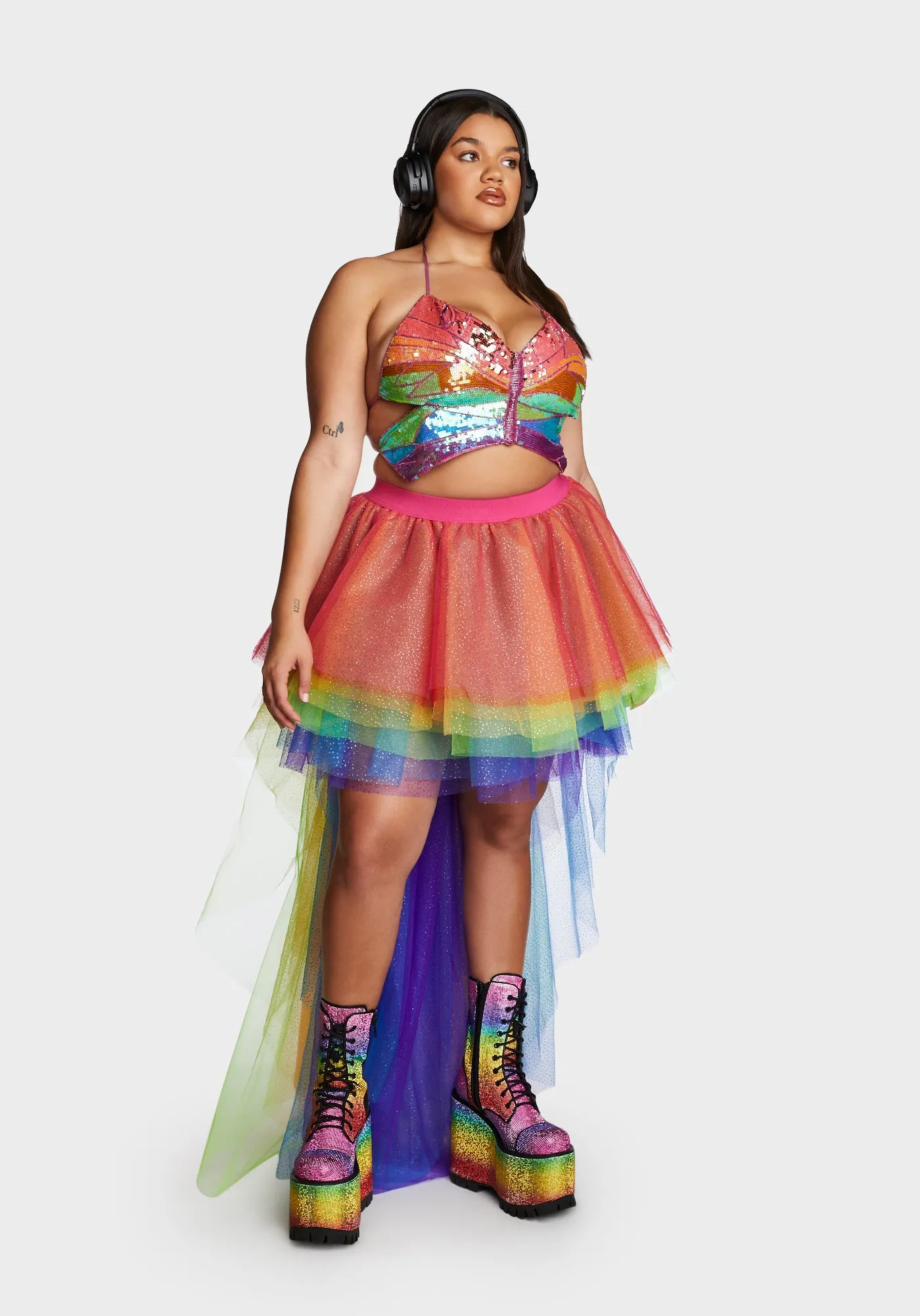 Plus Nymph Princess Tulle Skirt - Rainbow Glitter sold by Dolls Kill product image thumbnail 5