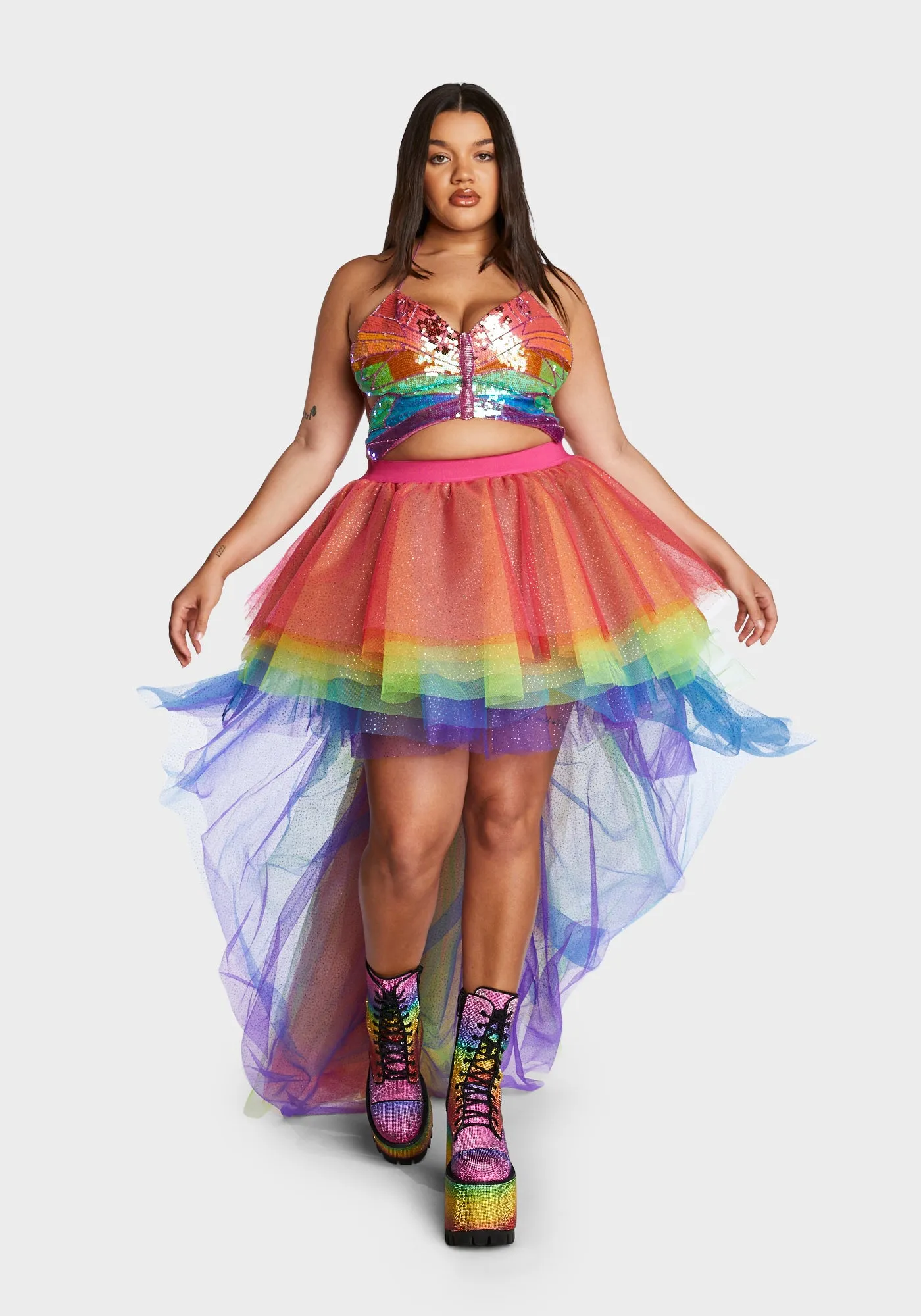 Plus Nymph Princess Tulle Skirt - Rainbow Glitter sold by Dolls Kill product image thumbnail 2