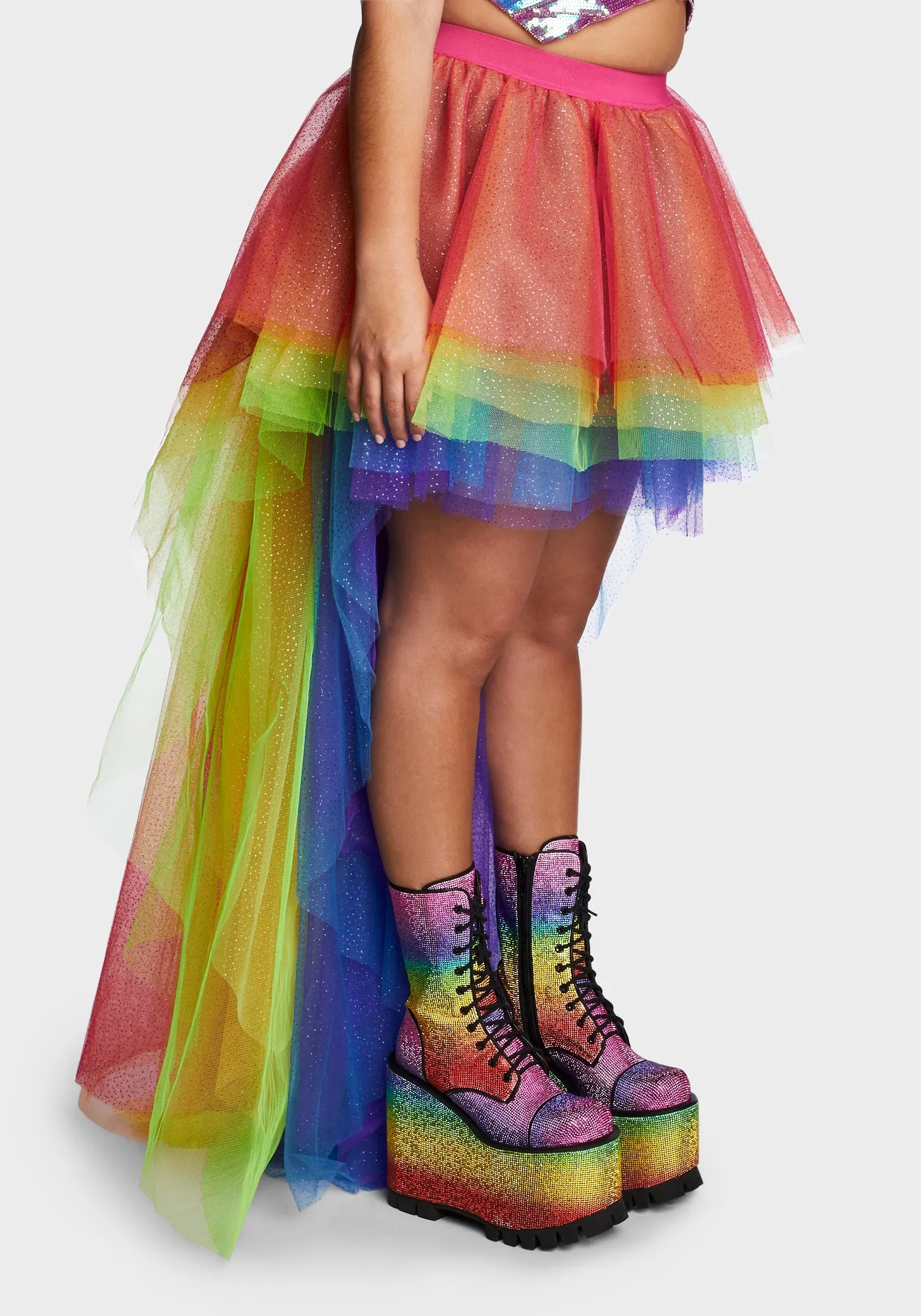 Plus Nymph Princess Tulle Skirt - Rainbow Glitter sold by Dolls Kill product image thumbnail 3