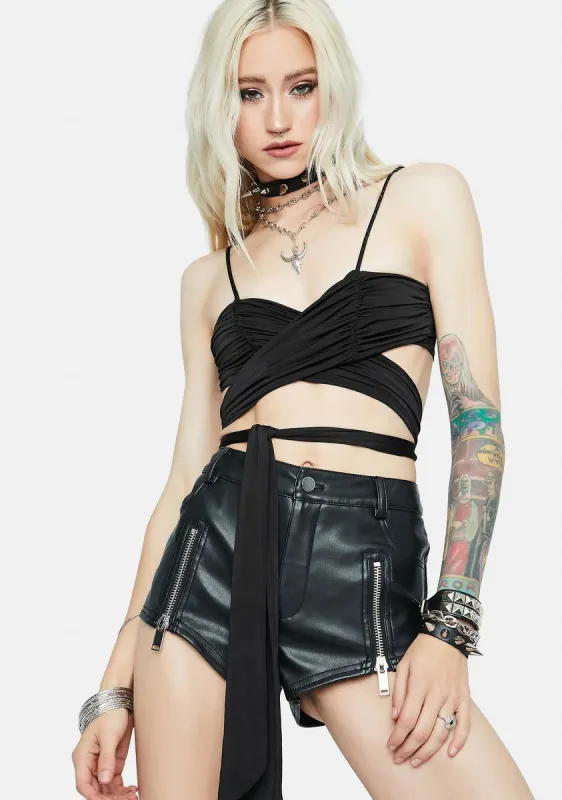 Changing Plans Wrap Tie Crop Top sold by Dolls Kill