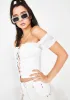 White Holly Lace Up Top sold by Dolls Kill
