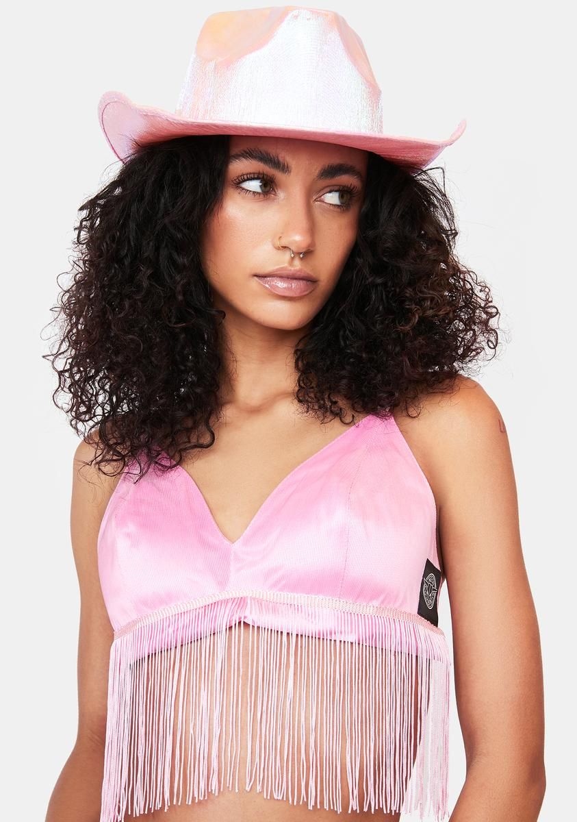 Pink Light Up Fringe Bralette sold by Dolls Kill product image thumbnail 2
