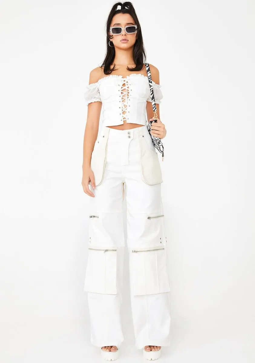 White Holly Lace Up Top sold by Dolls Kill product image thumbnail 3