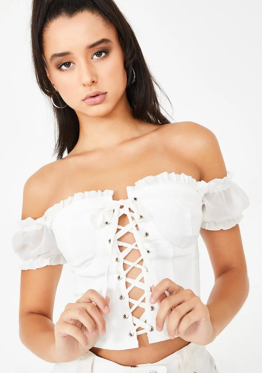 White Holly Lace Up Top sold by Dolls Kill