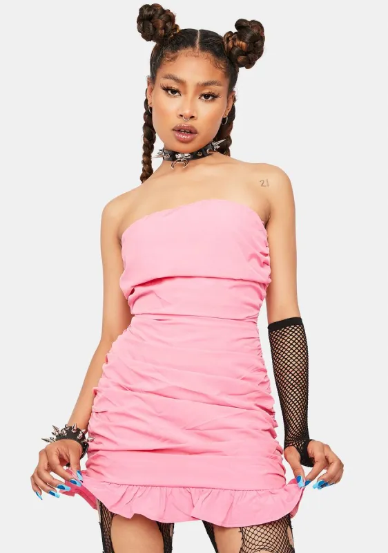 Be Unique Strapless Ruched Mini Dress sold by Dolls Kill