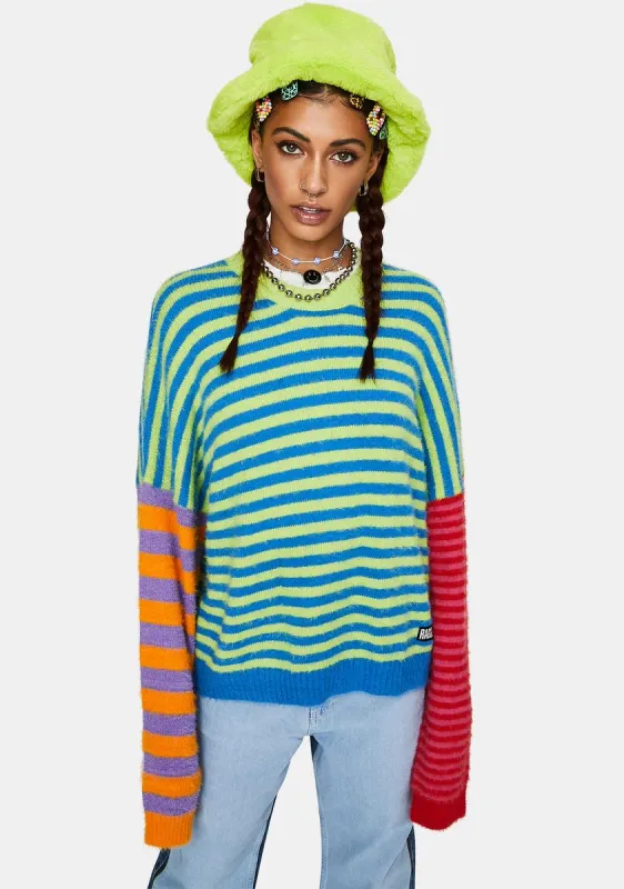 Dynamite Fuzzy Striped Sweater sold by Dolls Kill