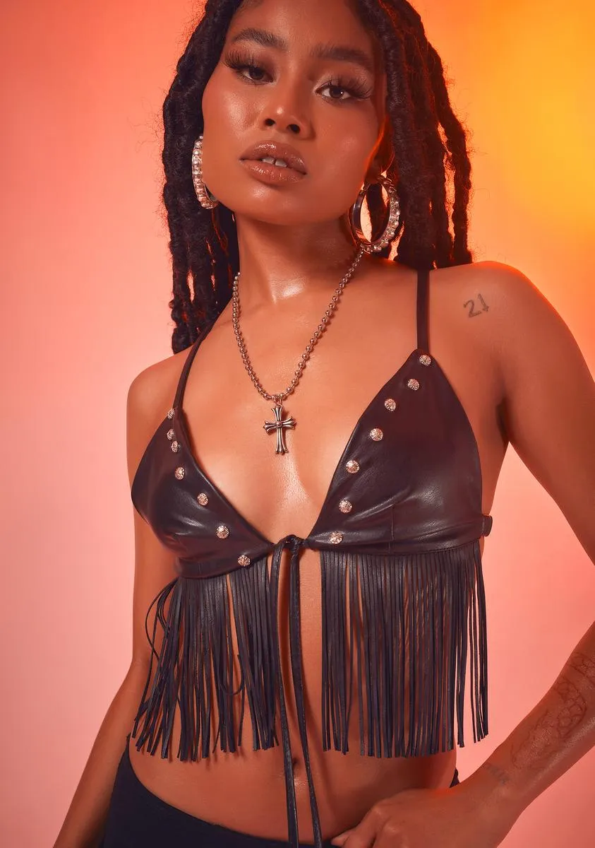 Gossip Moves Fringe Bra Top sold by Dolls Kill