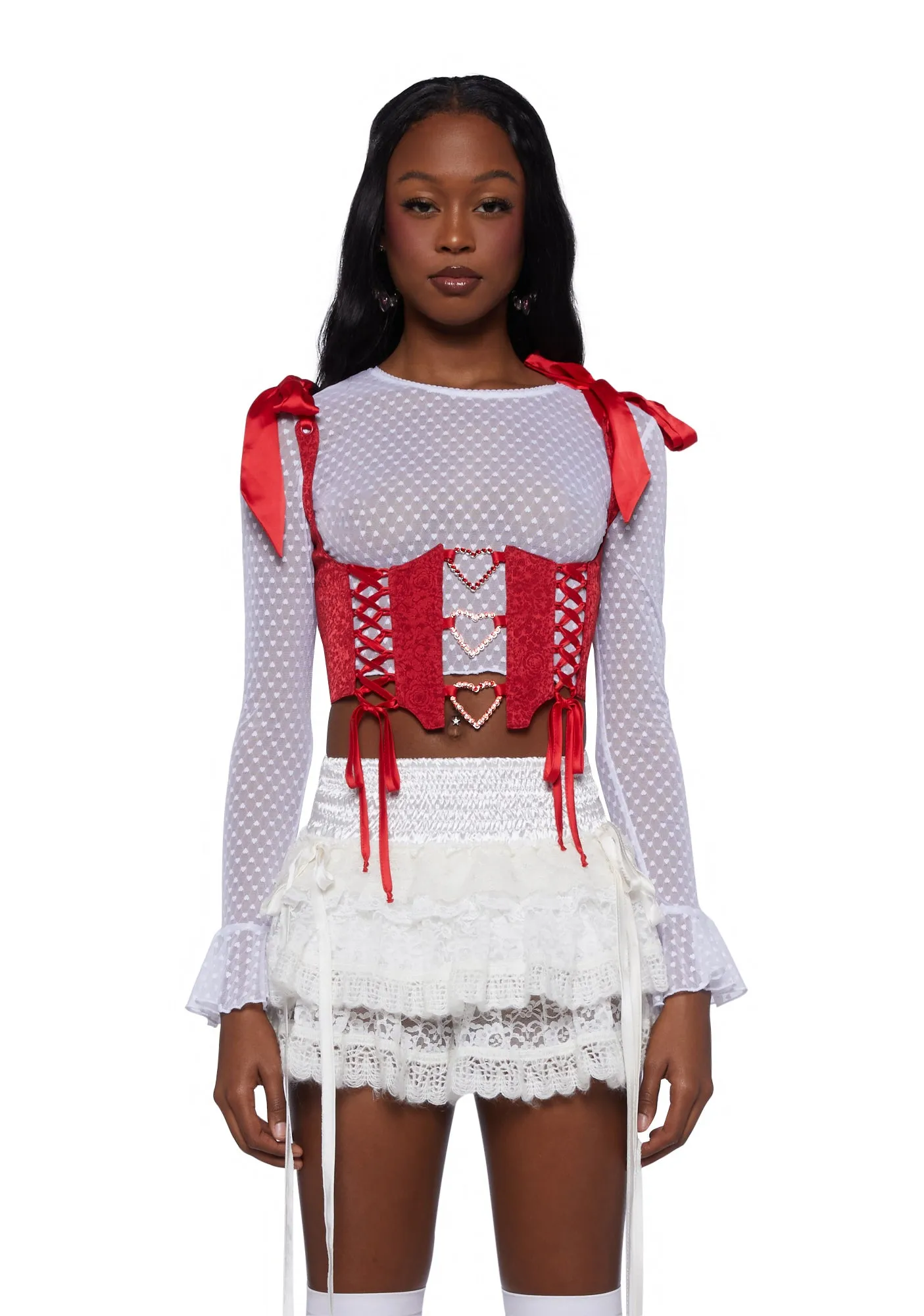 Love Affair Underbust Corset - Red sold by Dolls Kill