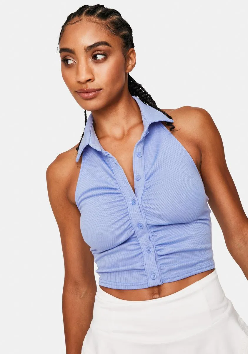 Cool Try Again Button Up Halter Top sold by Dolls Kill