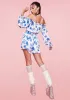 Perfect Poise Floral Off Shoulder Romper sold by Dolls Kill