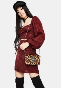 Urka Satin Rose Mulberry Crop Top sold by Dolls Kill