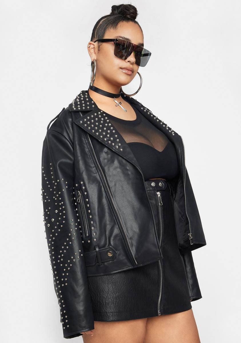 Plus Bella Vita Cropped Studded Moto Jacket sold by Dolls Kill product image thumbnail 2
