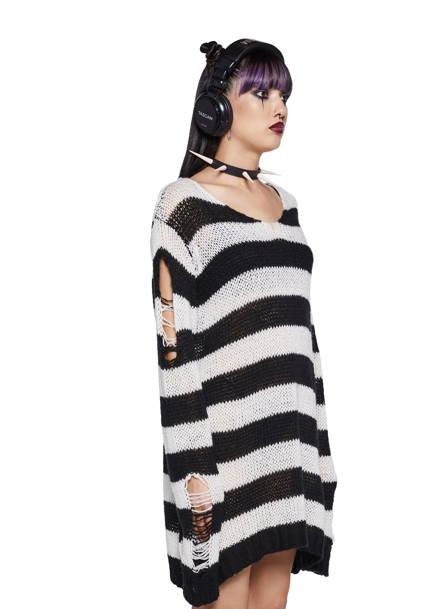 Darling Of Darkness Striped Sweater sold by Dolls Kill product image thumbnail 3
