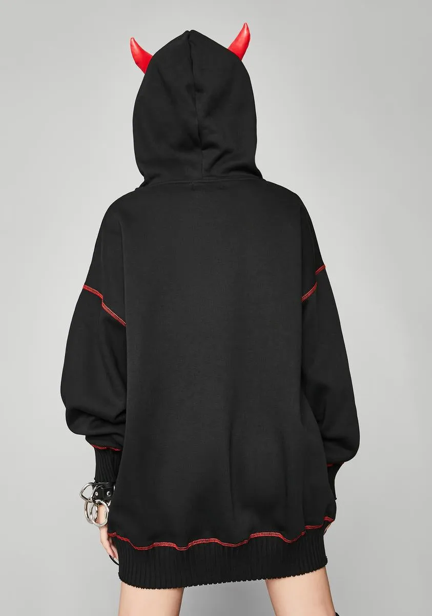 Calling All Devils Horned Hoodie sold by Dolls Kill product image thumbnail 4