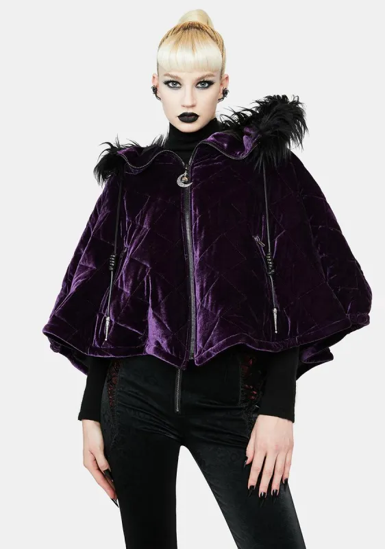 Violet Quilted Velvet Cloak sold by Dolls Kill