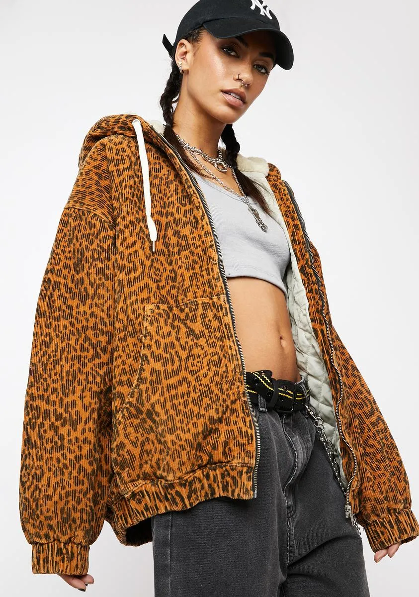 Leopard Print Cord Skater Jacket sold by Dolls Kill product image thumbnail 2