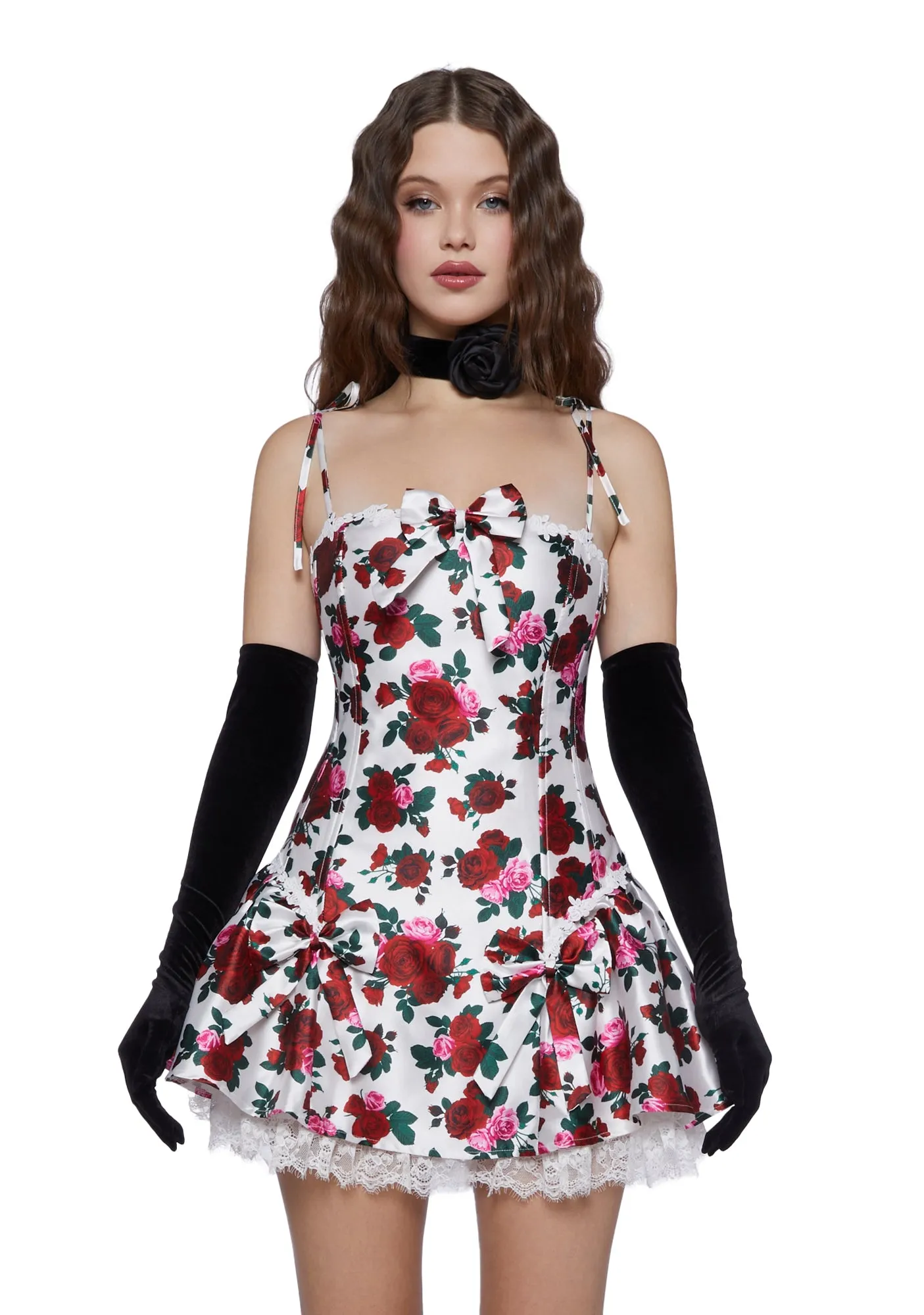 Scandal Sheet Taffeta Dress - Floral sold by Dolls Kill