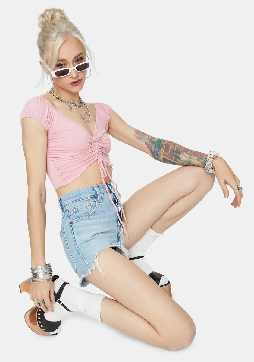 High And Dry Ruched V-Neck Crop Top sold by Dolls Kill product image thumbnail 2