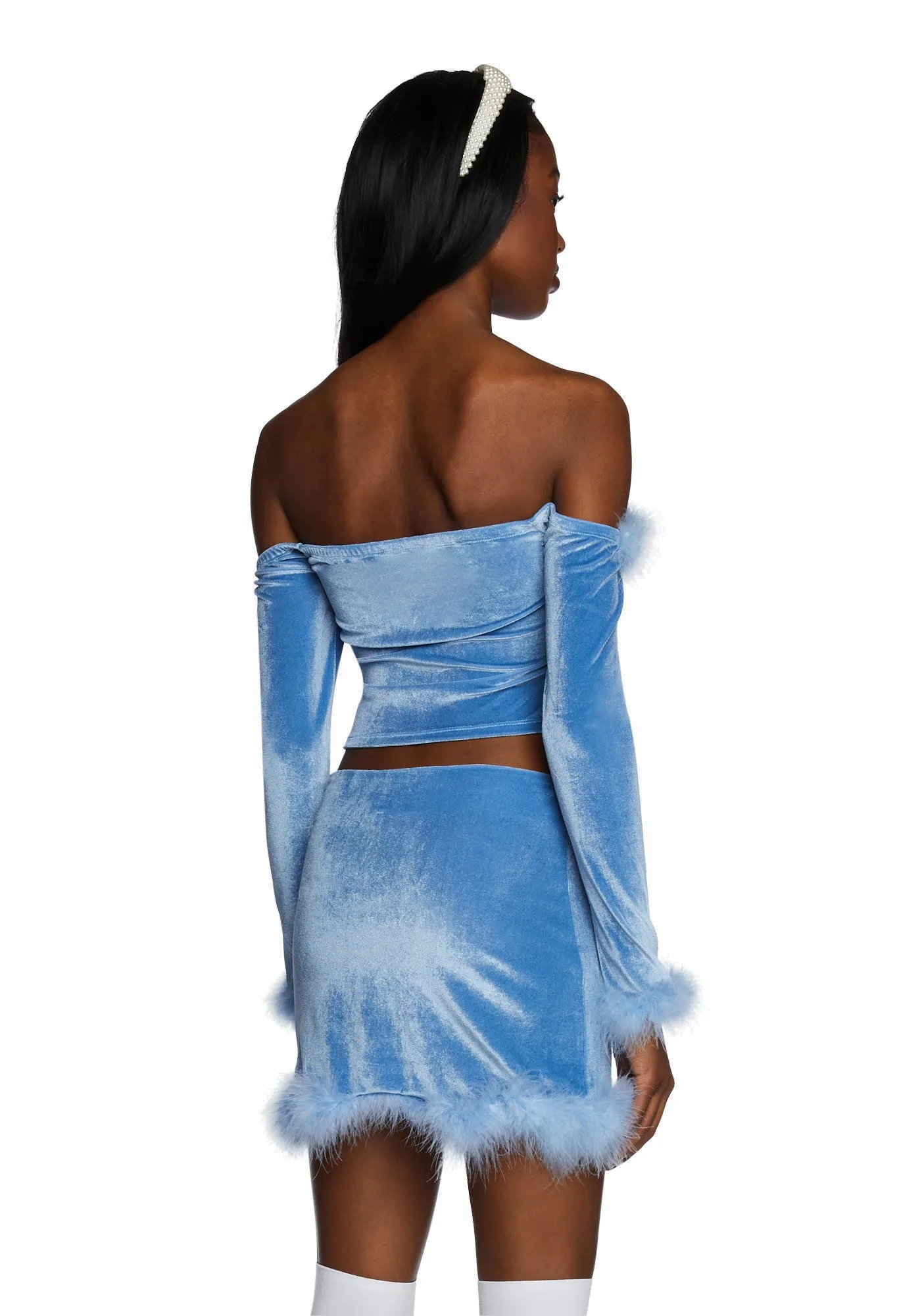 Filthy Femme Velvet Crop Top - Blue sold by Dolls Kill product image thumbnail 4