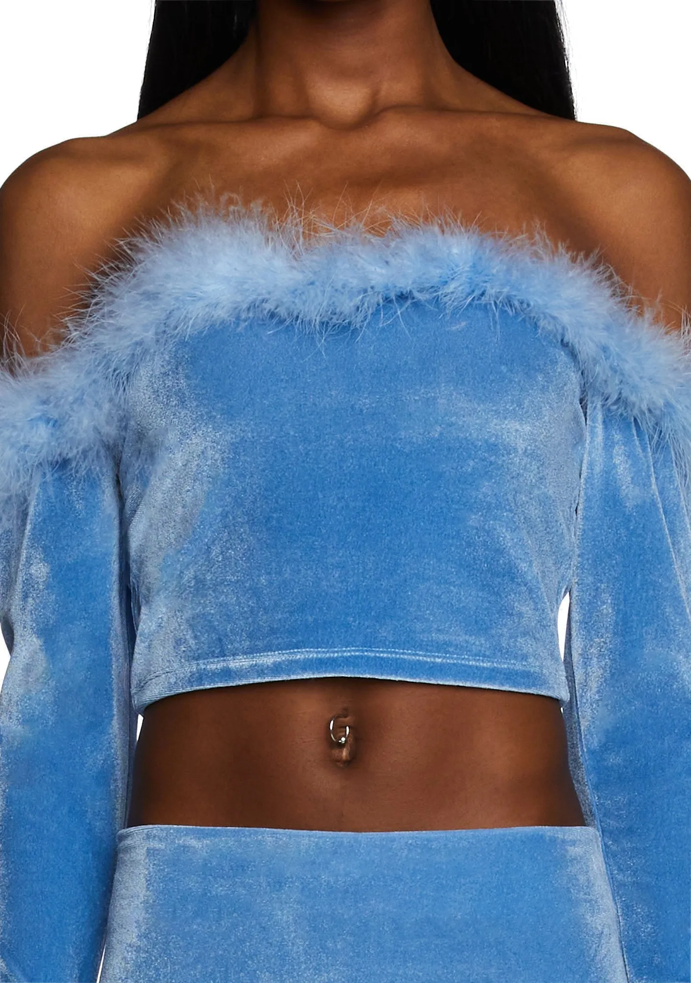 Filthy Femme Velvet Crop Top - Blue sold by Dolls Kill product image thumbnail 5