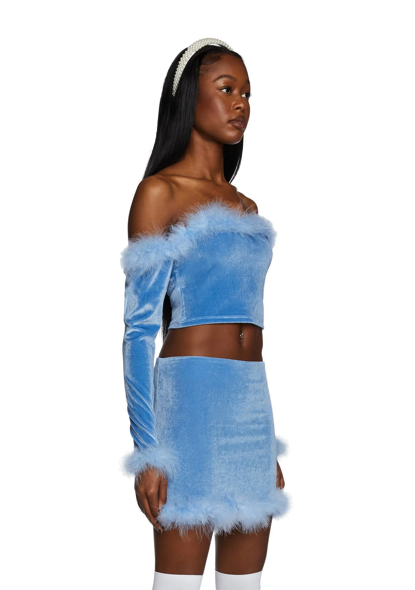 Filthy Femme Velvet Crop Top - Blue sold by Dolls Kill product image thumbnail 3