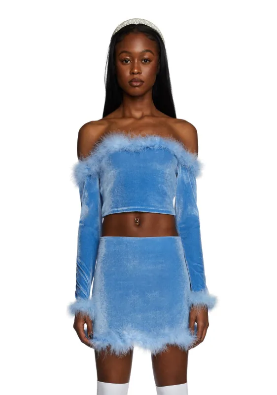 Filthy Femme Velvet Crop Top - Blue sold by Dolls Kill