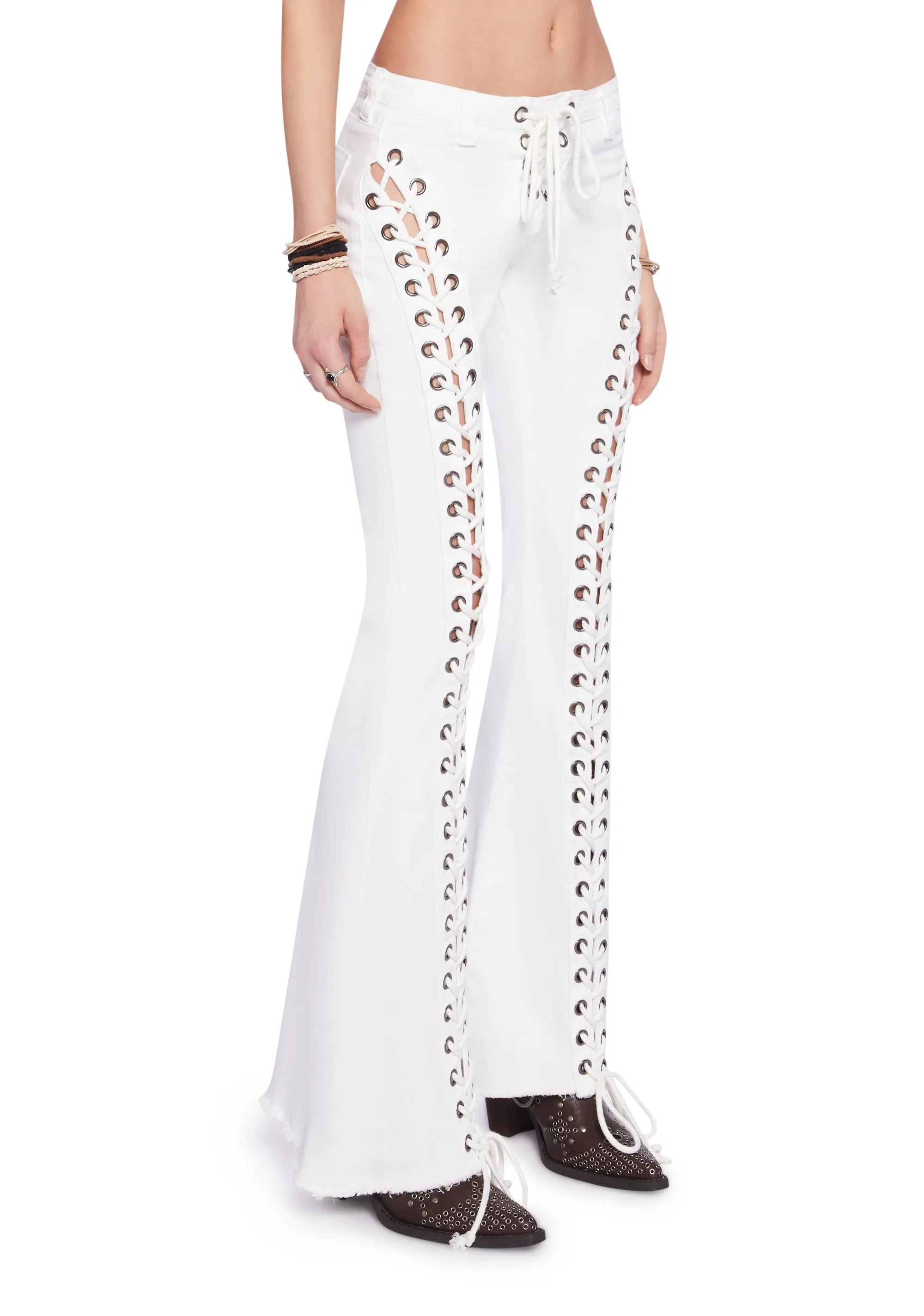Wild Wanderer Flare Jeans - White sold by Dolls Kill product image thumbnail 2