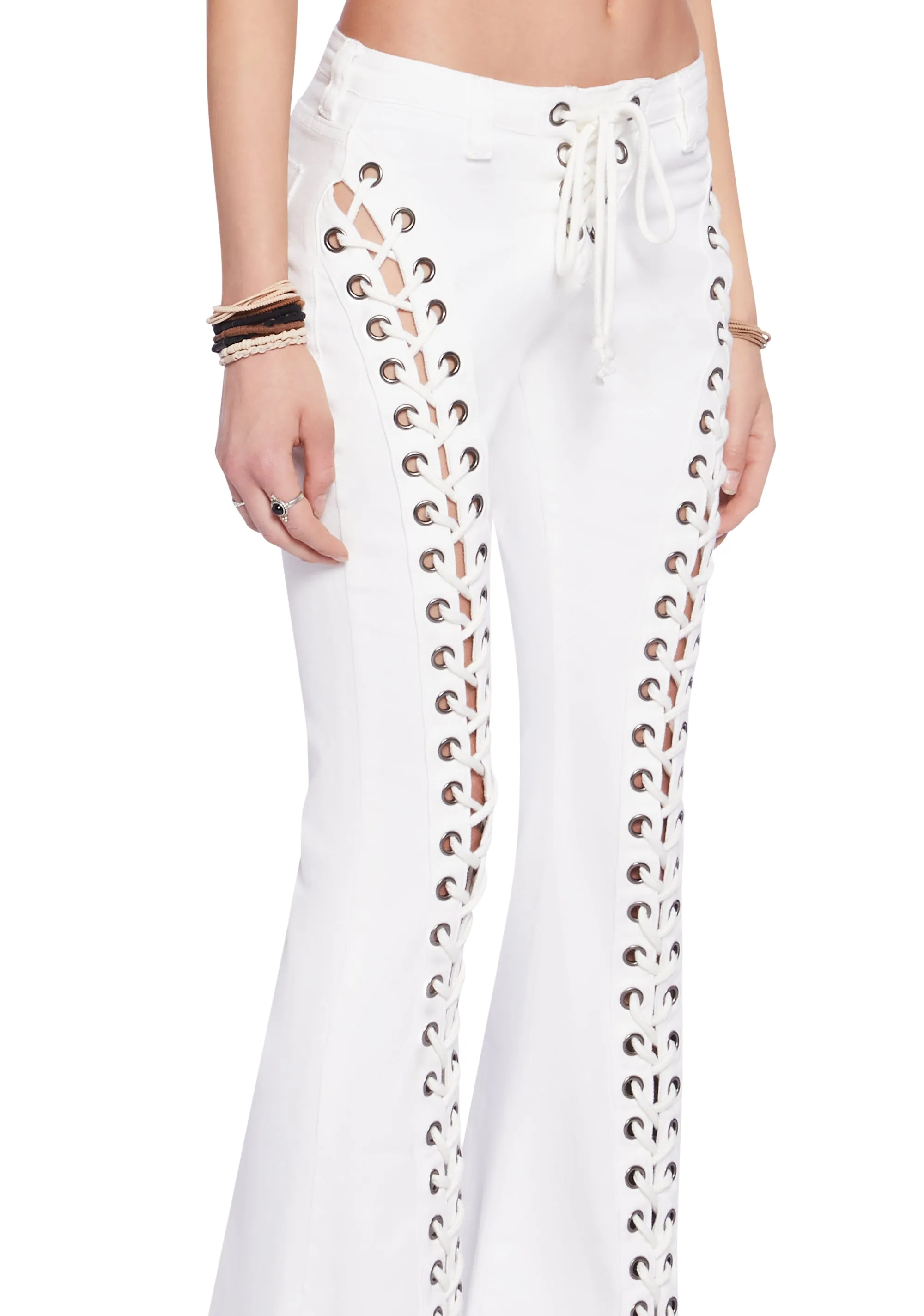 Wild Wanderer Flare Jeans - White sold by Dolls Kill product image thumbnail 5