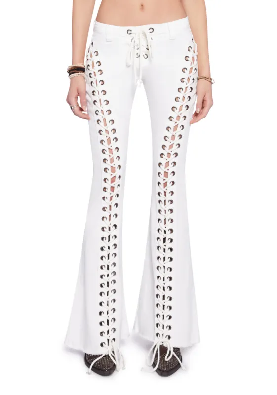 Wild Wanderer Flare Jeans - White sold by Dolls Kill