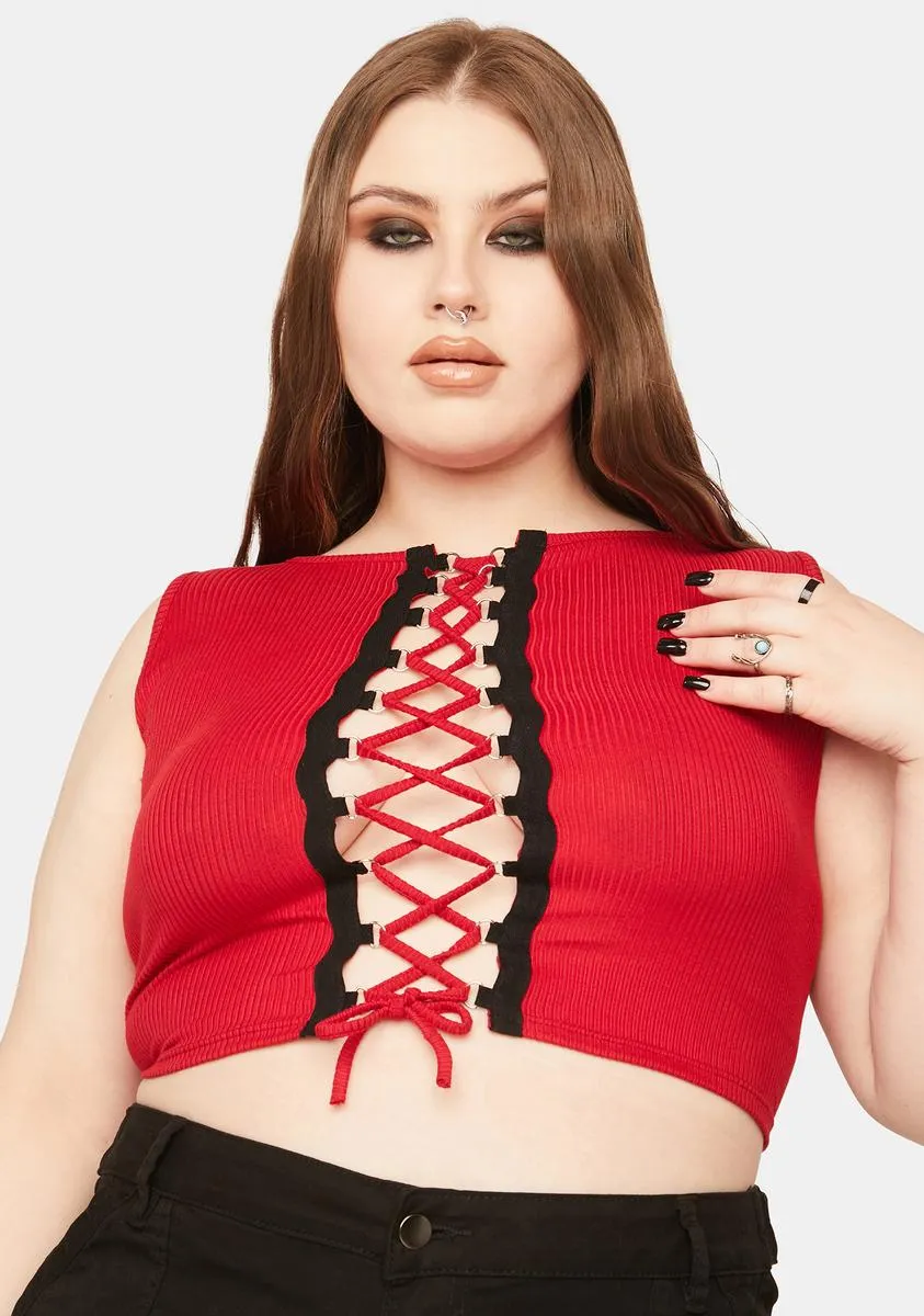 Plus Don't Wait Lace Up Tank sold by Dolls Kill