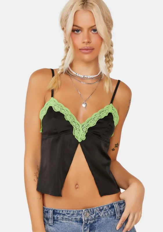 Lacey Satin Slit Crop Top made by Edikted