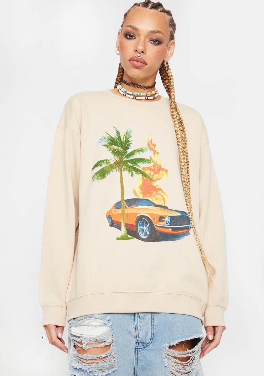 Retro Graphic Crewneck Sweater sold by Dolls Kill