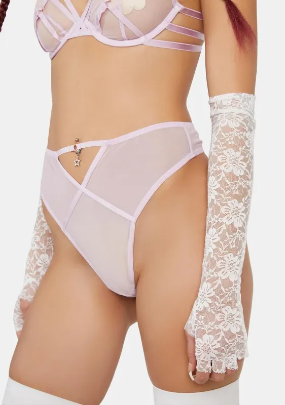 x Hustler Naya Lilac Mesh Cut Out High Waist Thong sold by Dolls Kill